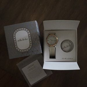 Stella & Dot watch stone rose gold